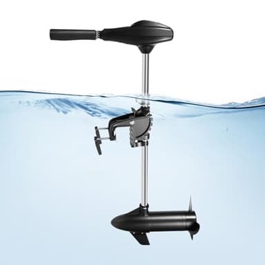 HINOPY Motor eléctrico para barco, 58 LBS 12 V, motor fueraborda, motor fueraborda, motor de barco de pesca, 5 marchas hacia adelante y 3 marcha atrás