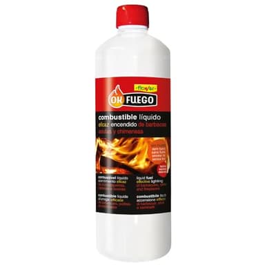 Flower - Combustible Líquido de Encendido Rápido 1 Litro | Ideal para Barbacoas y Chimeneas | Seguro y Eficaz | Color Único