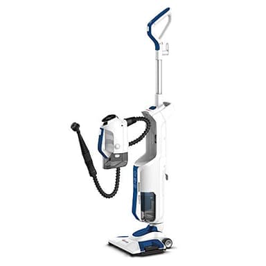 Polti Vaporetto 3 Clean Blue, Escoba a Vapor y Aspirador con Limpiador a Vapor Portátil, 3 Productos en 1, 14 Accesorios, Aspirador Ciclónico sin Bolsa, Potencia Max 1800 W, Blanco y Azul