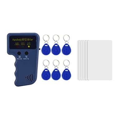 Clonador ID de Mano, Handheld 125kHz Reader Writer Duplicator Copier Upgrade ID Card Cloner con 6 Etiquetas Grabables 6 Tarjetas Lector Chips Kit Copia Seguridad Llaves Magnéticas Identificación