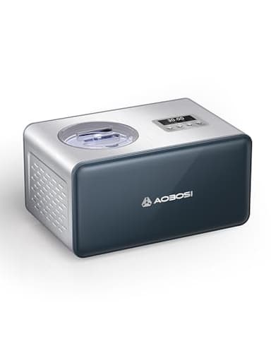 Aobosi 1.5L Heladera con 4 Modos, Compresor Incorporado, No Prefreeze, Frozen Yogurt, Heladeras Hacer Helado, Enfriamiento de Larga Duración, Pantalla Digital LCD, Temporizador, Acero Inoxidable