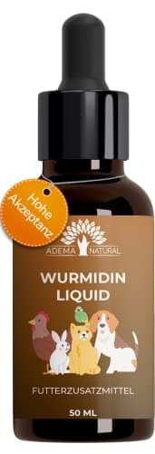 ADEMA NATURAL® WURMIDIN Líquido – Remedio para gusanos – Gotas/líquido para animales – perros, gatos, conejos, ovejas, aves de corral y aves – alternativa para el tratamiento de gusanos – 50 ml