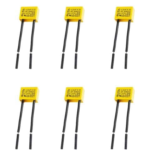 6 Piezas Condensadores de Seguridad MKP X2, Condensador Polipropileno 0.22uF 275V, Ideal para Reducción de Interferencias en Dispositivos LED, Lámparas y Más, Compatibles con Varios Modelos