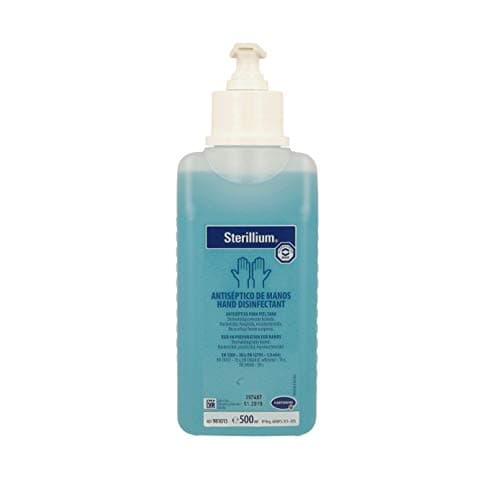 Sterillium, Hidroalcohólico, Desinfectante de Manos, Antiséptico, Amplio Espectro de Acción, Aporta Hidratación, Protección y Suavidad, Color Azul (500 ml)