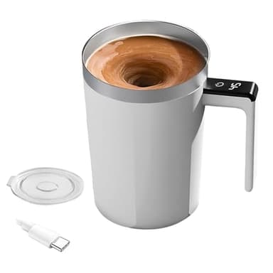 Taza de café Eléctrica con Agitación Magnética con Tapa de Silicona, Taza de café con Agitación Eléctrica, Termo de café, Taza de Viaje de Acero Inoxidable para Chocolate, Leche,