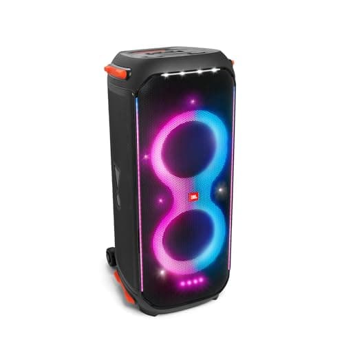 JBL PartyBox 710 Altavoz inalámbrico Bluetooth con efectos de luz, bajos profundos, resistente al agua IPX4, para fiestas y karaoke, USB, TWS, AUX, entradas de micrófono e instrumentos, negro