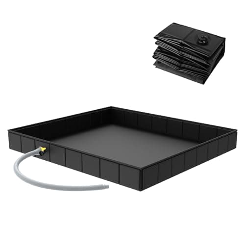 Zhwidnerso Base de Ducha Plegable, 104x104x13cm Gran Disco de Ducha portátil con Drenaje, Base de Ducha de Campamento, Base de toldo de Bandeja de Ducha de Carpa de Campamento Interior y Exterior