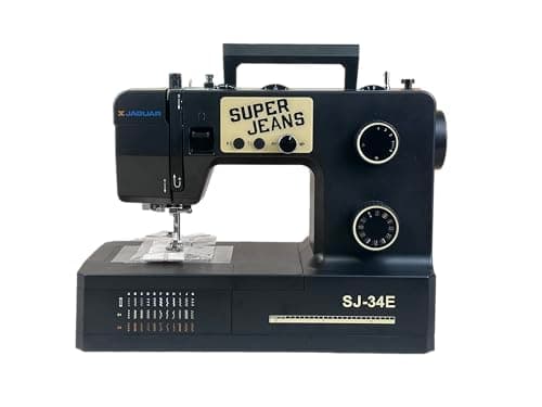 Jaguar SJ-34E Máquina de Coser Robusta Super Jeans | 34 Puntos | Electrónica | Enhebradora Auto | Lata Insertar | Motor Servo | LED | Brazo Libre | Para Telas Gruesas