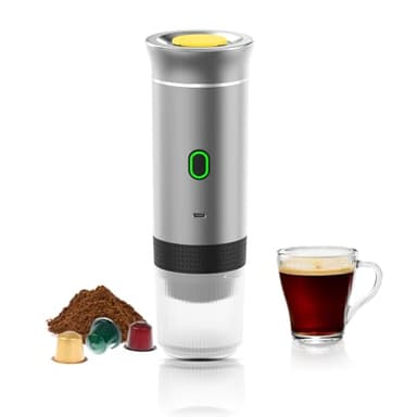 Cafetera Portátil con Cápsula de Espresso 12V Máquina de Café Espresso Eléctrica Inalámbrica Máquina de Café de Operación Manual para Coche Camping Viajes Caravana Oficina (Sin función de calefacción)