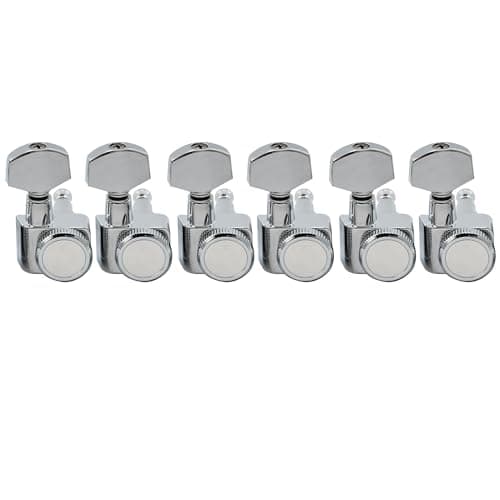 Musiclily Pro 6 en Línea 2-pins Clavijas de Afinación Clavijeros Bloqueantes de Repuesto para Guitarra Fender Strat/Tele, Cromo