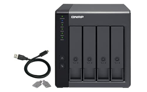 QNAP TR-004 4 Bahías USB Tipo-C Direct Attached Storage (Das) con Raid de Hardware (sin Disco) Negro