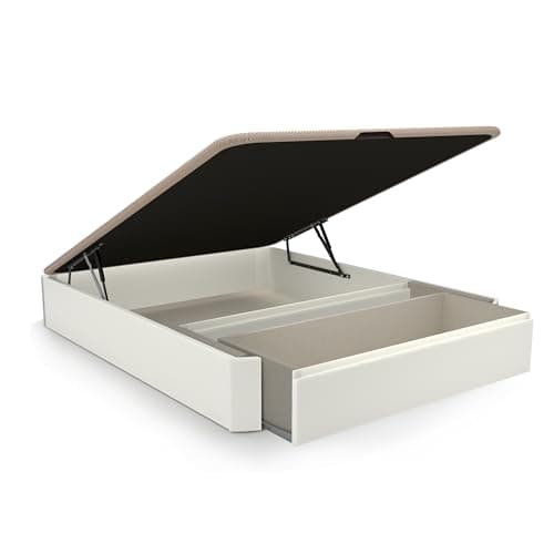duehome | Luxury MAX, Canapé Abatible con Cajón Frontal Extraíble, Almacenaje, Acabado en Blanco, Medidas: 150 cm (Ancho) x 190 cm (Largo) x 31 cm (Alto)