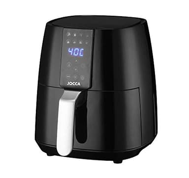 Jocca - Freidora de Aire Caliente 3,8L | Freidora Sin Aceite | Cocina Sana | 1450W de Potencia | Protección sobrecalentamiento | Mango con tacto frío (Plata/Negro)