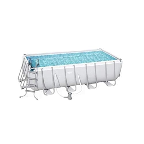 BESTWAY 56670 - Piscina Desmontable Tubular Power Steel 488x244x122 cm con Depuradora Cartucho 3.028 L/H con Cobertor y Escalera