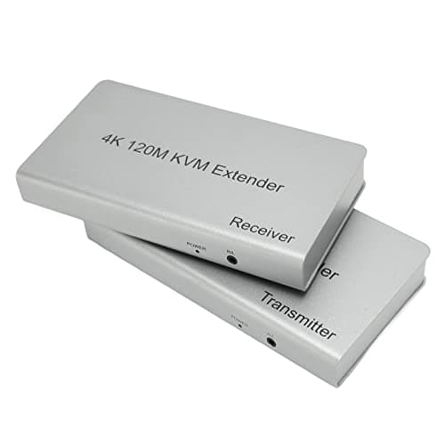 Extensor USB 4K HDMI KVM, sobre Cat6/Cat7 hasta 120M/394ft, Extensor HDMI de Control USB para Señales Remotas de Control de Mouse Y Teclado, Extensor de Fibra óptica IP, Plug and Play(EU)