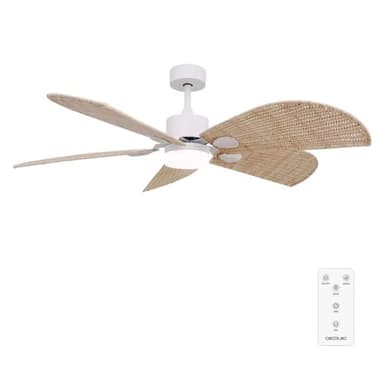 Cecotec Ventilador de Techo con Luz EnergySilence Aero 5290 Natural motor DC 40W, 52 pulgadas, luz LED de 18W, temporizador 8h, modo winter-summer, 6 velocidades, 5 aspas giratorias