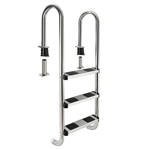 Arebos – Acero Inoxidable Escalera para Piscina de | 3 o 4 peldaños | con antirutschpads en los peldaños