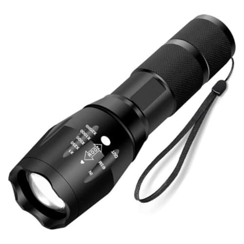 RevolutionLine - Linterna de Mano Táctica con Zoom LED T6 XML DE 1200LM | Cargador y Pila Recargable 18650 incluidos | Zoom Ajustable y 5 Modos de Luz | Mini Linterna impermeable IP65