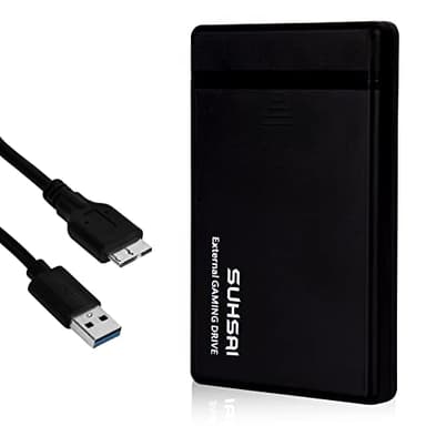 SUHSAI Disco Duro Externo, Disco Duro para Juegos, Disco Duro portátil de 1 TB, Unidad de Almacenamiento USB 3.0 para PS5, PS4, PS3, Mac, PC, portátil, Tableta, Escritorio (Negro)