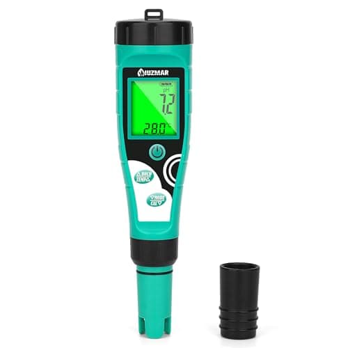 UIUZMAR Medidor pH y Cloro Piscina, Comprobador Cloro Piscina Digital, Medidor de 7 en 1 pH y Cloro y Salinidad ORP EC TDS Temp para Piscina Salina, Acuario de Agua Salada, Hidroponía