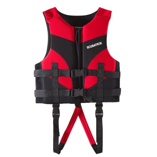 Generisch Chaleco salvavidas para bebés y niños, chaleco salvavidas de neopreno para niños y niñas, chaleco salvavidas flotante de neopreno para niños de 1 a 9 años, rojo, 6-7 Años
