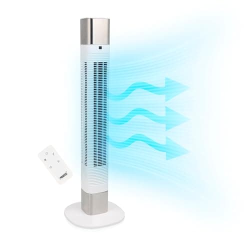 Princess Ventilador de torre silencioso - Altura 103 cm - 3 modos y 3 velocidades - Oscilación - Conectado - Blanco