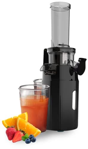 pelamatic - ZumInstant Compacto | Prensado en Frío | Silencioso y Versátil | Fácil Limpieza | Extractor de Zumos y Verduras, Negro, Acero Inoxidable