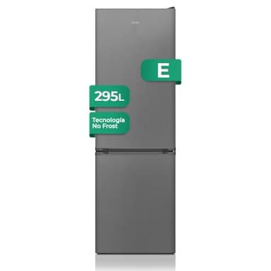 SVAN Frigorífico Combi 2 Puertas Inox SC185602ENFX. Capacidad 295 Litros, No Frost, Multi AirFlow, Puerta Reversible, Bajo Nivel Sonoro, Eficiencia Energética Clase E