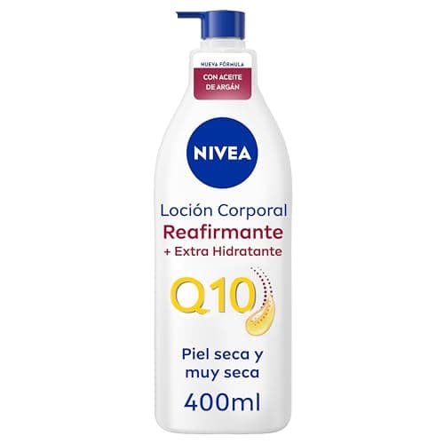 NIVEA Q10 Aceite de Argán Body Milk Reafirmante + Extra Hidratante (400 ml), loción corporal reafirmante para piel seca, crema hidratante corporal nutritiva