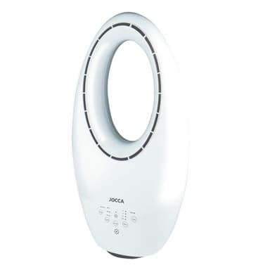 Jocca Ventilador Sin Aspas con Mando a Distancia, Potente y Silencioso, Luz Nocturna LED, 3 Velocidades, Control Táctil, Temportizador, Blanco, 29,2x17,1x57,2cm