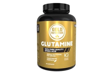 Glutamine Caps GoldNutrition: L-Glutamina de Calidad Kyowa para la Recuperación Muscular y el Equilibrio Metabólico, 950 mg por Cápsula. Fórmula Vegetariana. 90 cápsulas.