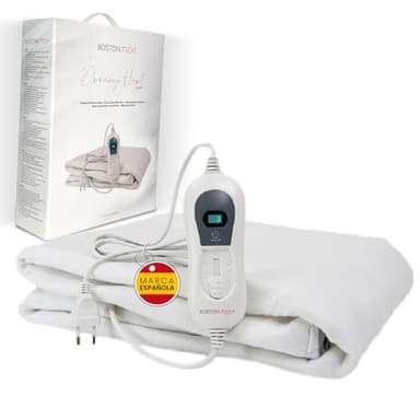 Calentador de Cama Eléctrico DreamyHeat | Microfibra suave 150x80 cm + Fácil fijación al colchón | 3 niveles de temperatura + Calentamiento rápido + Apagado automático | Lavable a máquina