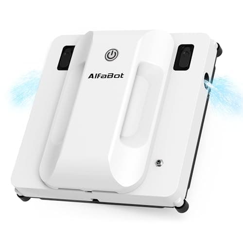 AlfaBot GLS400 Robot Limpiacristales, Robot limpiaventanas Eléctrico Inteligente con Pulverizador Bidireccional, 50 ml, Navegación Inteligente,para Todas Las Superficies Lisas, Cuadrado