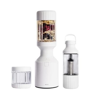 Beast Licuadora + sistema de hidratación | Mezcla batidos y batidos, infunde agua, diseño de encimera de cocina, 1000 W (blanco nube)