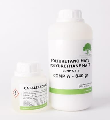 Barniz Poliuretano Mate de 2 Componentes, Base Agua (Transparente, 1 Kg)
