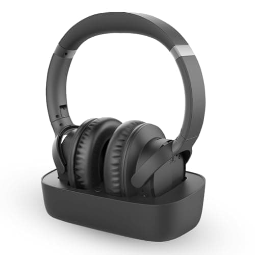 Avantree Ensemble - Auriculares TV Inalámbricos Compatibles Con Televisión Con Salidas De Audio Ópticas AUX O Bluetooth, Cascos Cómodos Para Mayores Con Base De Carga Y Transmisor, 35h De Reproducción