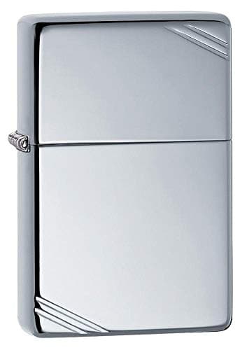 Zippo Vintage Mechero, Feuerzeug, Zierstreifen, High Polish Chrome, 3,5x1x5,5 cm