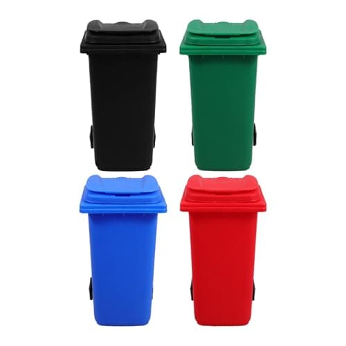 DIYEAH 4 Uds Papelera Para Escritorio Mini Contenedores De Reciclaje En La Con Tapa Novedad Juguete Vehículos De Empuje Camión De Basura Juego De Juego Pequeño Vaso De Lápiz
