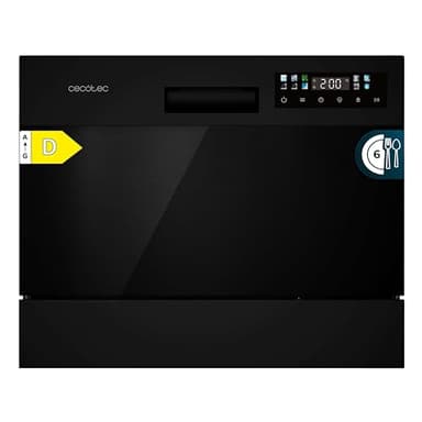 Cecotec Lavavajillas Compacto Libre Instalación 6 cubiertos Bolero Aguazero 2300 Dark. 6 Cubiertos, 8 Programas, Clase D, Touch Panel a Color, Delay Start, Función Pre-Wash, Dry+, Germ Shield