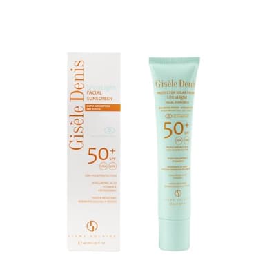 GISÈLE DENIS - Protector Solar Facial Ultralight 40 ml, Protección FPS50+, Crema Solar, Cuidado de la Piel, Absorción Inmediata y Acabado Mate, Hidrata la Piel, Resistente al Agua, para Uso Diario