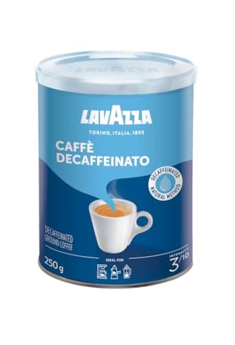 Lavazza, Caffè Decaffeinato, Café Molido Natural Descafeinado, para Cafetera Italiana, de Filtro y Francesa, Notas Aromáticas de Frutos Secos, Arábica y Robusta, Intensidad 3, Tueste Medio, 250g