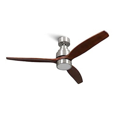 Mellerware - Ventilador de Techo con Mando a Distancia Brizy Bright | 30 W | 6 Velocidades | Ultra silencioso | 3 Aspas 132 de Diámetro | Función Verano-Invierno | Temporizador | LED | Darkwood