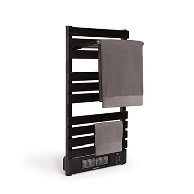 CREATE / WARMTOWEL Pro + Estante/Toallero eléctrico con Calefactor y WiFi con Estante 3 Barras y Gancho Negro / 101x13x55cm /1500W, 2 potencias, estancias hasta 12m², tecnología PTC
