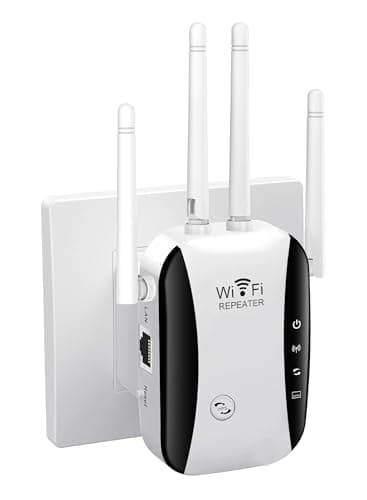 Repetidor WiFi, Amplificador señal WiFi,4 Antenas Externas, Amplificador WiFi 2.4GHz con Repertidor/Ap Modo y la función WPS,1 Puerto Ethernet, Facil de Instalar,Compatible with All WiFi Devices