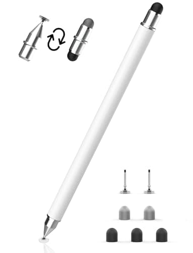 MEKO Lápiz Táctil Magnético 3 en 1 Lápiz para Tablet con Punta de Fibra, Goma y Disco,Compatible con Todas Las Tabletas/Teléfonos como iPhone/iPad/Samsung/Huawei/Xiaomi - Blanco