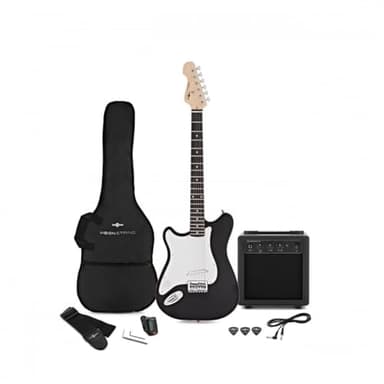 Zurdo Full Size Kit de guitarra eléctrica con amplificador y accesorios para principiantes VISIONSTRING, Negro