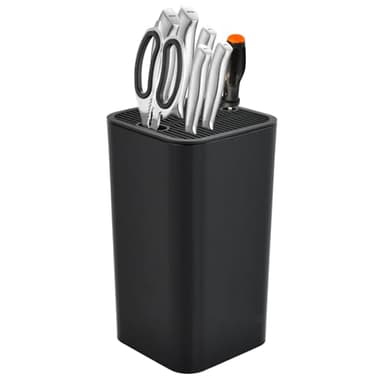 Dewocke Soporte para Cuchillos Sin Cuchillos, Bloque Universal para Cuchillos con Ranura para Tijeras, Porta Cuchillos Cocina Cuadrado, Bloque de Organizador Cuchillos, Fácil de Limpiar - Negro
