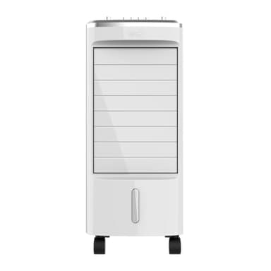 EVVO Climatizador Evaporativo CLIMA AC650. Potencia: 65 W | Depósito: 3,5 L | 3 velocidades ajustables | Oscilación automática de 70º | Ruedas multidireccionales | Incluye 2 acumuladores de frío