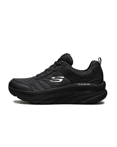 Skechers D'lux Walker Infinite Motion, Zapatillas Mujer, Black Leather Mesh Trim, 40 EU