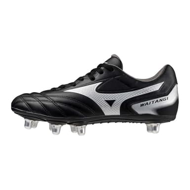 Mizuno Waitangi II CL Soft Ground - Botas de rugby para hombre, negro plateado, 44 EU